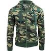 Evoga Felpa Uomo Militare Mimetica Verde Maglia Cardigan Tuta in Cotone con Cappuccio