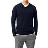 VEQUÈ Maglione Uomo Invernale Misto Lana Cashemere Maglioncino Scollo a V Casual Sportivo Elegante (IT, Testo, M, Regular, Regular, Blu)