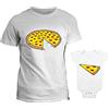 fashwork Coppia Tshirt e Body Neonato Padre Figlio Festa del papà Pizza - Idea Regalo Bodino Divertente per Uso diurno