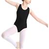 R&N FASHIONS Body senza maniche da bambina per scuola, sport, danza, ginnastica, balletto, Nero , 7-8 Anni