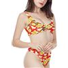 Dajingkj Bikini da donna a vita alta, bikini da ragazza, sexy, con push up, bikini, Fiori gialli., XS