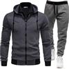 Generico Tuta da uomo primaverile e autunnale, set da 2 pezzi, giacca patchwork + pantaloni da jogging