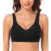 Lemorosy Reggiseno Cotone Donna Senza Ferretto Taglia Plus(Nero,6F)