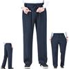 GAGFDA, pantaloni da uomo con vita elasticizzata per anziani, pantaloni da uomo in cotone con coulisse, pantaloni da lavoro a gamba dritta a vita alta comodi con tasche con zip, blu navy, XXXL