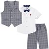 LOLANTA 4 Pezzi Bambini Ragazzi Abbigliamento Set Camicia + Papillon + Gilet + Pantaloni, Ragazzo Gentleman Nozze Smoking Cerimonia
