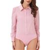 Allegra K Body Camicia Donna con Colletto e Bottoni Maniche Lunghe Business Ufficio