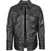 House Of Leather Camicia da uomo in vera pelle classica stile Western Trucker Oliver, Nero , XL