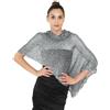 creazioni unique Poncho Coprispalle da Donna Elegante da Cerimonia o Sera - Poncho Donna Estivo e Primaverile in Rete di Viscosa Termica Profumato con Essenza di Fiore di Ciliegio(Grigio Argento)