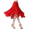 YOUCAI Gonna da Ballo da Donna Gonna Latino Danza Salsa Maglia Flamenco Valzer Tango Liscio Costumi da Ballo Grande Swing Pratica Danza Gonne,Rosso,Taglia Unica