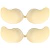 D.DUO Confezione da 2 Reggiseni autoadesivi senza spalline, reggiseno invisibile per donna, reggiseni in silicone antiscivolo, reggiseno push-up senza schiena, beige., B