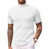 COOFANDY Maglietta da uomo a collo alto a maniche corte con colletto alla coreana superiore a costine pullover lavorato a maglia elastica tinta unita