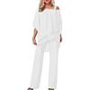 Generico Tuta Donna Elegante Cerimonia 2 Pezzi Completi di Pantaloni a Gamba Larga Moda Vestito Casual Completi Comode Tinta Unita Set Completo Curvy Playsuit Chic per Matrimoni e Feste