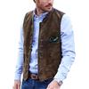 AeoTeokey Gilet da uomo per completo in pelle scamosciata vintage casual western da cowboy, caffè, 3XL