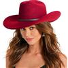 DRESHOW Cappello da Cowboy Donna Classico Cappello Western Retro a Tesa Larga Modellabile con Fibbia e Cintura Cappelli in Feltro Arrotolati Unisex