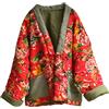 NFYM Giacca trapuntata da donna, stile etnico cinese, stile nordest con fiori grandi, patchwork, aperta sul davanti, in morbido cotone imbottito