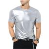Casey Kevin Metallic Maglietta Uomo Abbigliamento da Discoteca T Shirt, Maglietta con Metallic Paillettes Uomo Glitter Camicia Argento Oro per Discoteca Anni 70 80 Party Ballo Danza Club, L