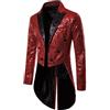 Foweknow Giacca Uomo Paillettes Slim Fit Giacca da Completo Gotica Frac Cappotto Steampunk Smoking Per Uomini Costume Halloween Carnevale Festa Travestimento Nightclub Spettacolo Cosplay Abbigliamento