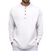 lozssnigzi Camicia Uomo Elegante, A Maniche Lunghe, Collo Coreano, con Bottoni, Slim Fit Henley Shirt Leggera Estiva Casual Magliette da Spiaggia T-Shirt Tinta Unita Elegante