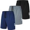 kuzwufs Pantaloncini Palestra Uomo Sportivi Corsa Pantaloncini 3 Pezzi Asciugatura Veloce con Tasche Allenamento Jogging ed Tennis Nero/Grigio/Navy-3XL