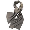 Prettystern sciarpa lunga elegante da uomo a 2 strati classica business cerimonia pura seta frange corte beige nero AB12