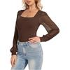 SHAPERIN Donna Body Manica a Sbuffo Eleganti Top con Scollo Quadrato Blusa Maniche Lanterna Bodysuit Maniche Lunghe