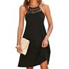 KOEMCY Copricostume Donna Vestito Mare Crochet Hollow out Abito Senza Maniche Schermato Abito da Spiaggia Bikini Cover Up Spiaggia Vestiti da Vacanza Beachwear Beach Dress con Tasca