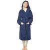 Arus Accappatoio da donna con cappuccio, lunghezza al polpaccio, 100% cotone spugna, XS-S, Blu Marino