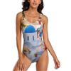 asbwuo Santorini Grecia Splendido Costume da Bagno da Donna con Schiena Scoperta Costume da Bagno Estivo da Spiaggia