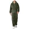 KBOPLEMQ Tuta da uomo in pile Teddy, tuta intera overall tuta soffice pigiama invernale caldo peluche accogliente overall tuta da casa lunga pigiama overall morbido pigiama pigiama con cappuccio, O verde