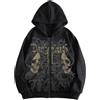 Suncadmious Moda delle Donne 90s Retro Modello Stampa Oversize Cerniera Felpa con Cappuccio Graffiti Stampa Sciolto Casual Felpa con Cappuccio Coppia Streetwear (Nero,S)