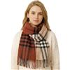 KARMA.DIEM Sciarpa Premium Cashmere Merino Touch - Lussuosamente morbida e calda - Quadretti marroni - Stola Pashmina unisex 180x65 cm per donna e uomo (Marrone E Beige)