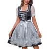 Duohropke Abito Dirndl da donna con grembiule Dirndl, elegante Dirndl, abito tradizionale bavarese, abito tradizionale bavarese, abito curvy, set completo con camicetta Dirndl per Oktoberfest, Nero, S