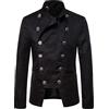 Generic Giacca Steampunk Uomo Manica Lunga - Giacche Abito Matrimonio Doppio Petto Slim Corte Cappotto Vintage Medievale Chic Casual Gotico Halloween Carnevale Scena Giacche, Nero , XL