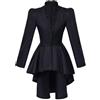 Generisch Steampunk giacca vittoriana da donna cappotto medievale vintage gotico frack a maniche lunghe smoking camicia con volant orlo irregolare medievale costume blazer con scollo a V, Nero , XXL