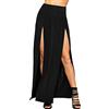 Crazy Girls Maxi gonna lunga da donna a vita alta in jersey elasticizzato con due spacchi laterali, Nero , 40-42