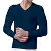 SalGiu Maglia Intima Taglie Forti Uomo (2 Pezzi) 100% Caldo Cotone Manica Lunga Scollo a V Felpata Invernale Bianca Nera Blu Grigio (IT, Testo, 3XL, Regular, Regular, 2 Blu)