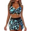 Generico Tankini Donna Curvy Costumi Mare Bikini Vita Alta Costume da Bagno da Donna,Top con Gonna,Due Pezzi,Vita Alta,Costume Bagno,Costumi (Black,M)