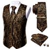 Barry.Wang Set di gilet da uomo formale, con cravatta, fazzoletto, gemelli, clip, gilet, designer 5 pezzi, Oro antico., M