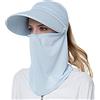 VanderHOME Cappello da Sole Donna Estivo con Coperchio Viso Staccabile Cappello Visiera Donna con Protezione per Il Collo UPF 50+ Cappello da Donna 2 in 1 a Tesa Larga Anti UV Traspirante Pieghevole
