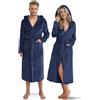 Twinzen - Accappatoio Uomo e Donna Morbido con Cappuccio - Blu Scuro