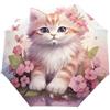 GAIREG Carino gattino rosa floreale antivento compatto automatico aperto chiuso ombrello pieghevole per donne uomini
