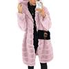 Vagbalena Cappotto Donna in Lana Felpata con Cappuccio Giacca Lunga Inverno Casual in Pile Finto Montone Cappotto con Cappuccio Giacca Lunga Calda Cardigan Pelliccia Finta Peluche Giacca (Rosa,XL)