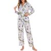 LUBOT Pigiama Donna in Cotone Leggero Estivo 100% Tessuto - Completo 2 Pezzi Maniche Corta e Lunga con Bottoni, Anti-Sgualcitura & Traspirante, per Notte e Casa