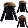 Generico Piumino Morbido Lucido da Donna Giacca Corta In Pelliccia Artificiale Piumino Caldo Ispessito Giubbino Trapuntato con Zip Tasche Giacca Casual Outdoor Cappotti Invernale
