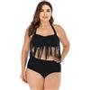 Lovelegis Costume da Bagno Donna - Bikini - Due Pezzi - Mare - Taglie Forti - Comode - Frange - Ragazza - Colore Nero - Taglia L - Modello 2