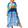 YouKD Maxi abito con scollo a V caftano Boho accappatoi copricostume da spiaggia abiti spaziosi per le donne, a blu, Taglia unica