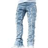 Alaurbeauty Jeans da uomo, slim fit, jeans elasticizzati, alla moda, con orlo sfilacciato, pantaloni da uomo, jeans da uomo, jeans casual, pantaloni basic stretch