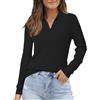 Arach&Cloz Polo da Donna Autunno Inverno in Morbido Misto Lana Maniche Lunghe(Black, XL)