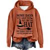 Generisch Felpa nera da donna, con cappuccio, per Halloween, taglie forti, con stampa a lettere, vestibilità larga, alla moda, con cappuccio, Colore: arancione., L