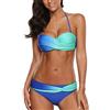 Tuopuda Costume da Bagno Donna Bandeau Bikini Set Push Up Imbottito Costumi Mare Due Pezzi Brasiliana Bikini Gradient Color Spiaggia Sexy Top Triangolo Reggiseno con Slip Vita Bassa, Blu, 44-48